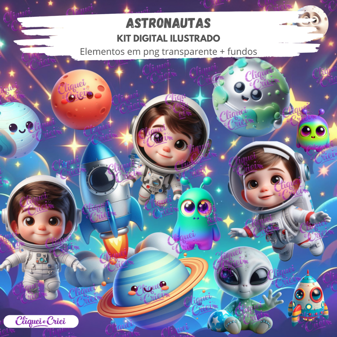 Kit Digital de Ilustrações Astronauta