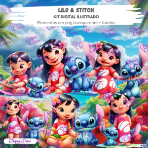 Kit Digital de Ilustrações Lilo & Stitch