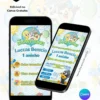 Convite Baby Looney Tunes com Sugestão de Presente página interna, modelo de convite infantil digital editável no Canva, com personagens Baby Looney Tunes e espaço para informar tamanhos de roupas, calçados e preferências de presentes.