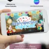 Imagem de apresentação de retrospectiva Alice no País das Maravilhas para editar no Canva, exibida em um celular. O vídeo apresenta o título “Retrospectiva Especial” e elementos inspirados em Alice no País das Maravilhas, como cartas de baralho, relógio, flores, coelho branco e personagem do Chapeleiro.